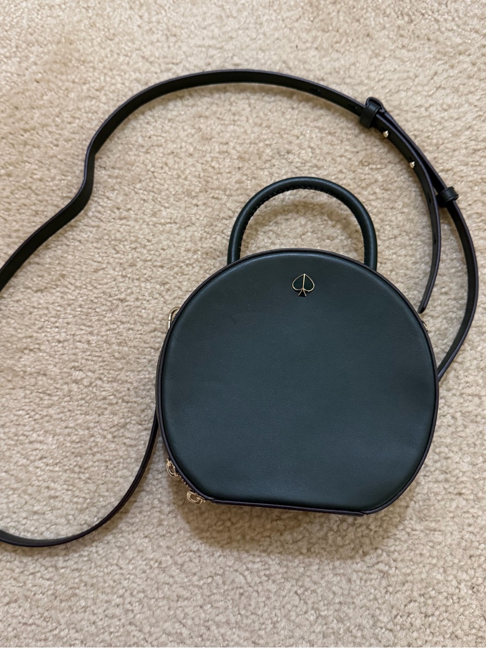 NWT Kate Spade Andi Canteen Crossbody Bag Deep Evergreen Leather Round Purse